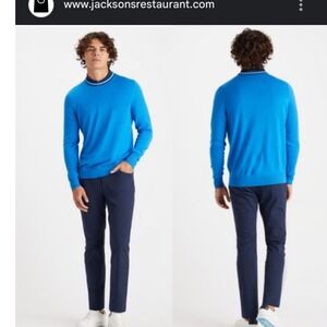 NWT $299 G/FORE Men's Cerulean Blue Crew Neck Wool Sweater‎ Size M Athleisure